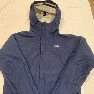 Patagonia Windbreaker Jacket Men’s M Blue Lightweight Pre-Owned Some Fabric Wear